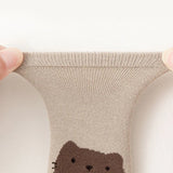 6 Pairs Kids Non-Slip Socks Cute Cartoon Fox and Bear Pattern Childrens Boys Girls Floor Socks Comfortable for Toddler
