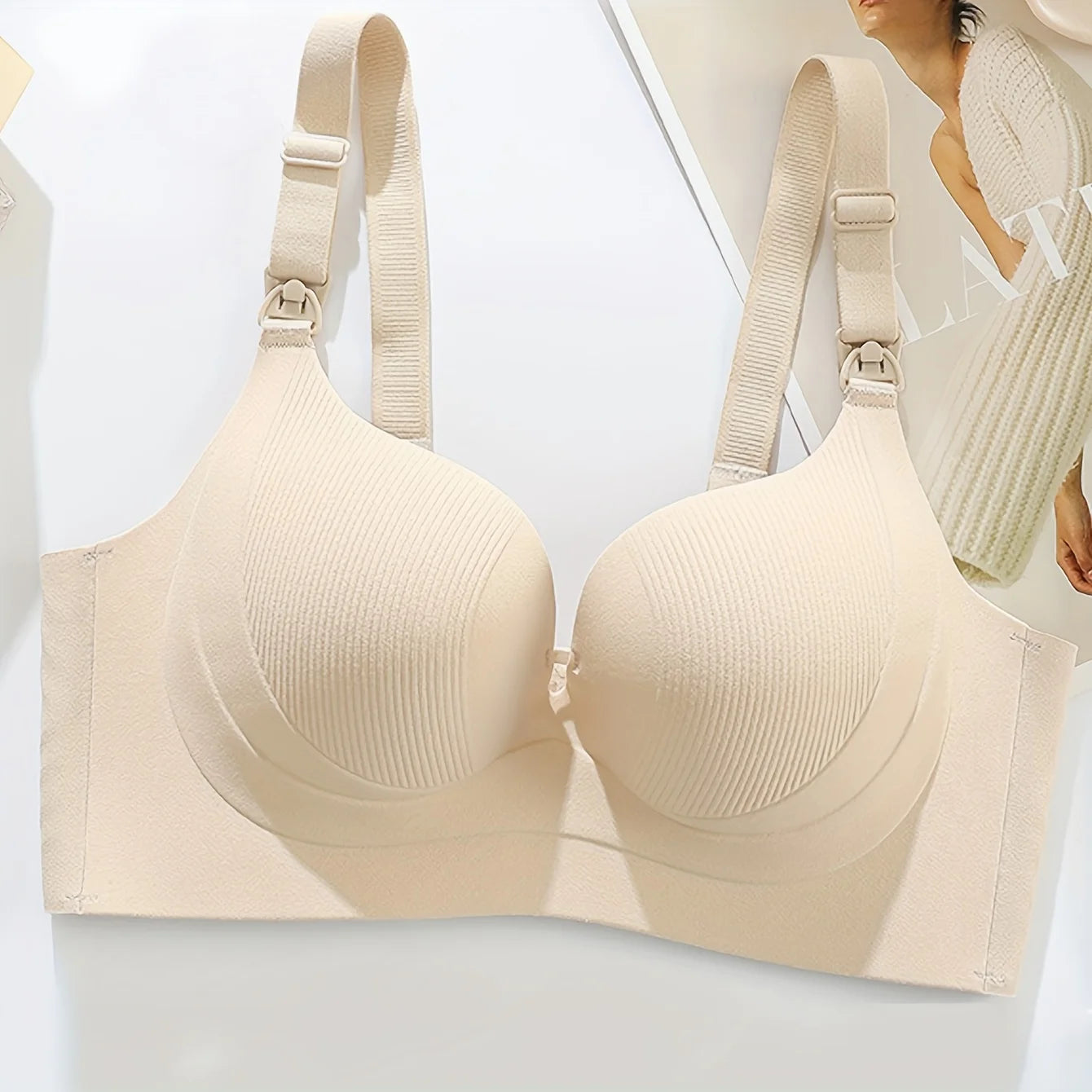 2-pack Millibo Brown + Apricot Women's Pregnancy Nursing Bra Seamless Soft Support